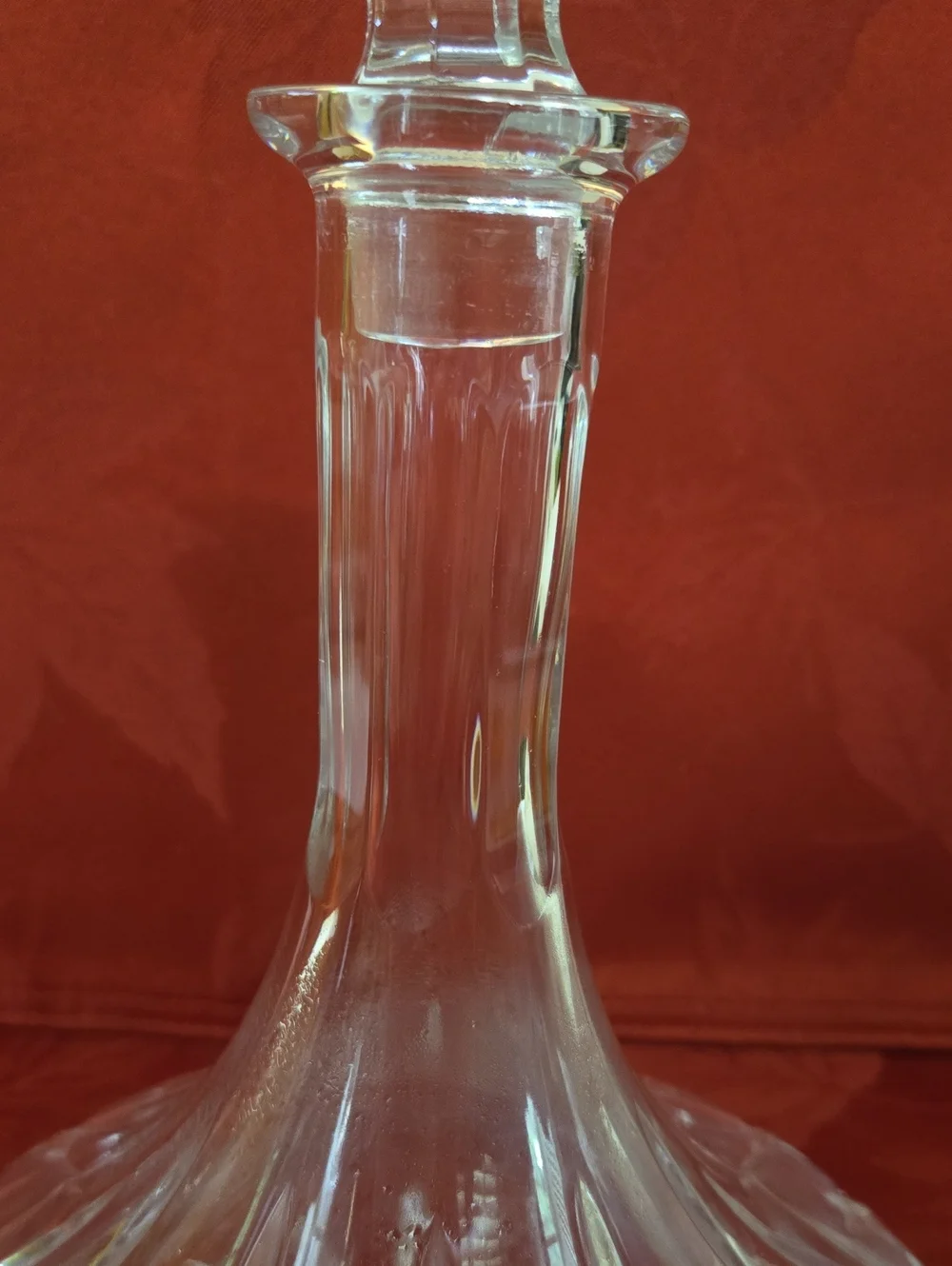 Cut Crystal Ship's Decanter with Faceted Stopper